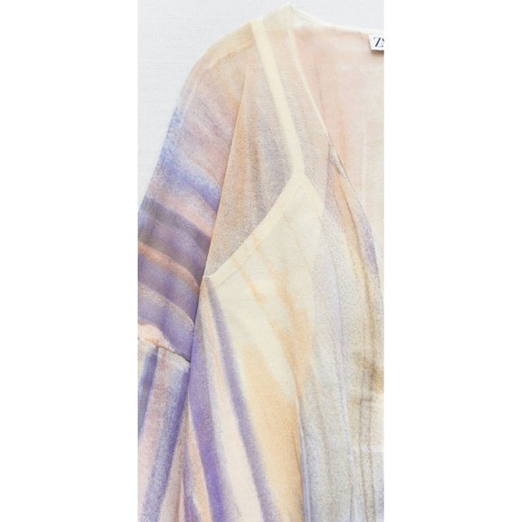 ZARA Midi Maxi Printed Knit Kaftan batwing Tunic Dress LARGE NWT - Picture 4 of 4